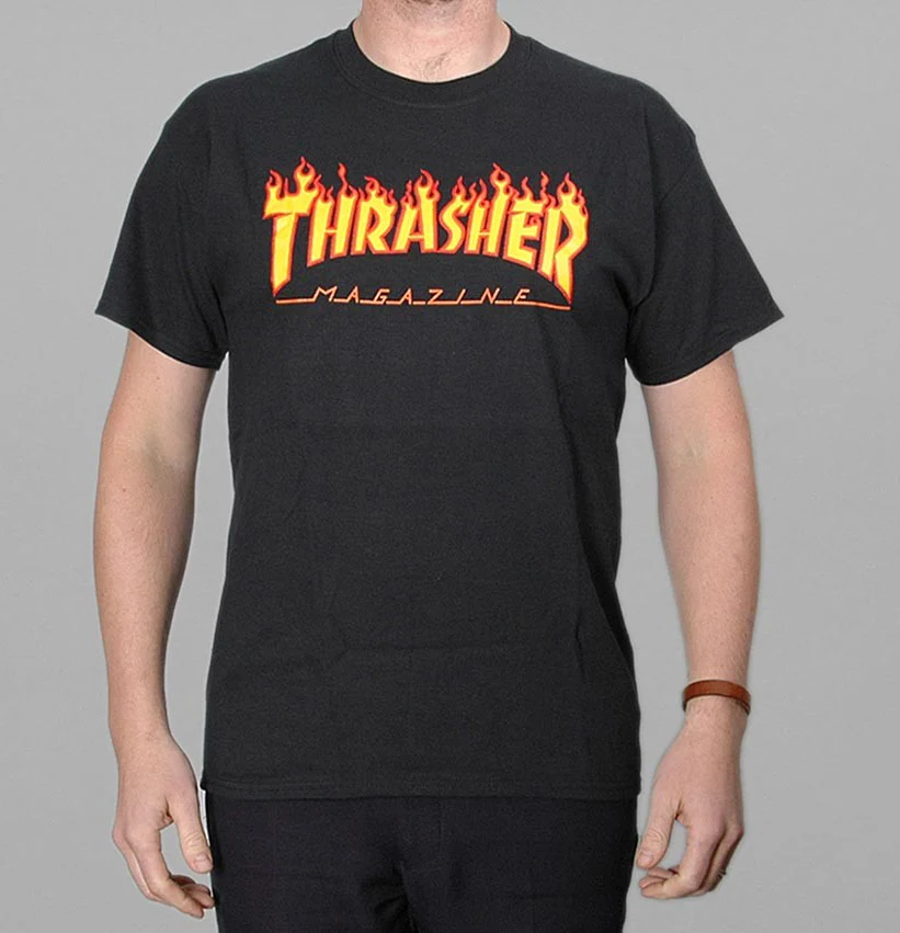 Trasher Skateboard Magazine T Shirt men women Magazine Flame hip hop printed t shirt US plus