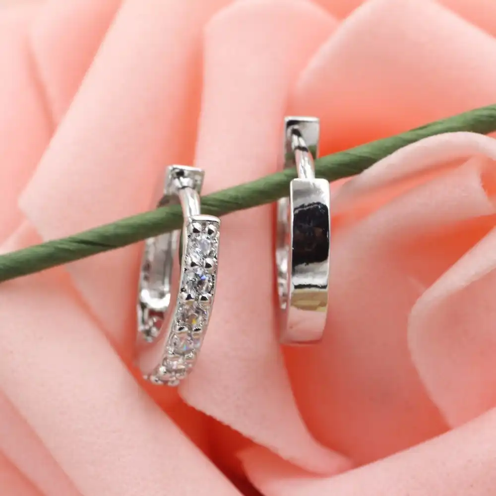 2017 Бесплатная доставка Jewelry 925 серебро один Micro декор циркон серебряные серьги циркон серьги позолоченный Женщины