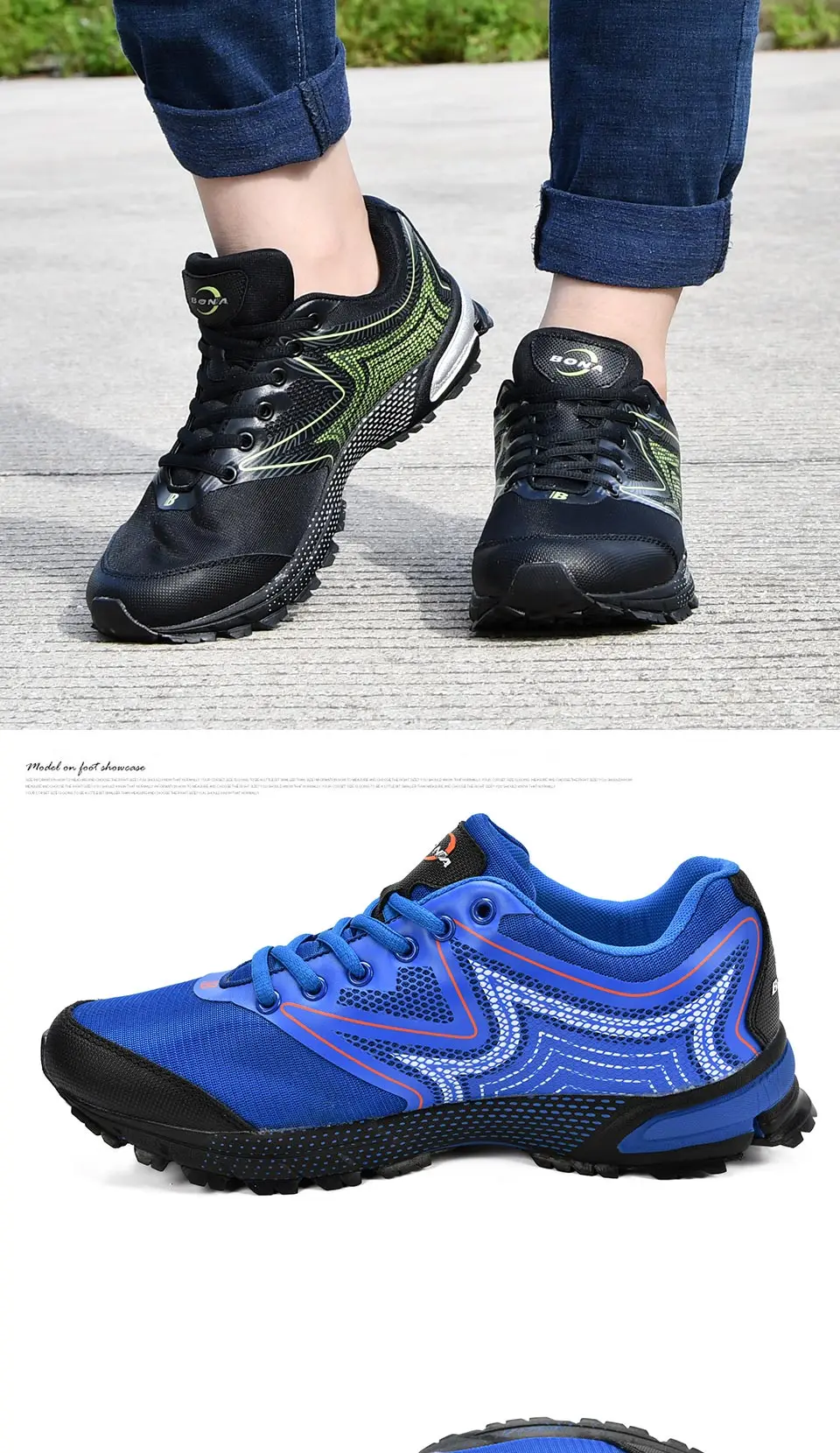 BONA/Новинка; классические стильные мужские кроссовки для бега; сетчатая Мужская Спортивная обувь на шнуровке; мужские уличные кроссовки; обувь; мягкий светильник;