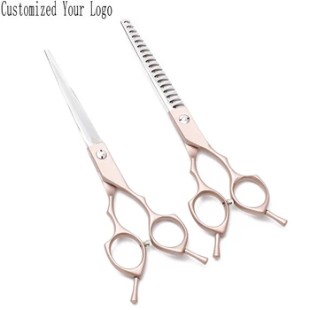 

C9029 7" JP 440C Customize Brand Rose Gold Straight Scissors Thinning Shears Dog Grooming Scissors Kit Professional Pet Scissors