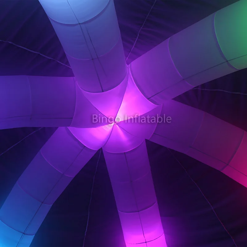  Free Shipping 10m diameters LED spider style glow in the dark Strong oxford cloth inflatable dome t