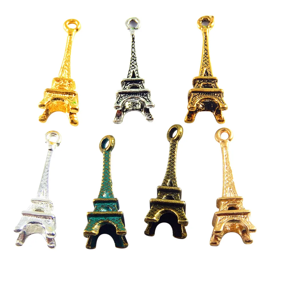 Mix Color Wholesale 20pcs/pack Mini Crystal Eiffel Tower Charm Gold
