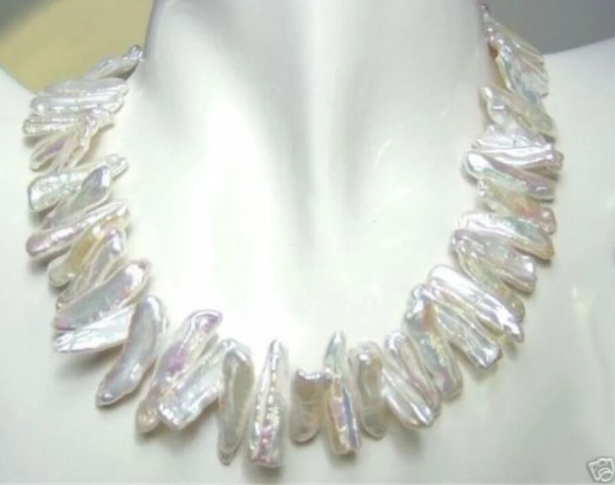 

FREE SHIPPING>>>@@ Free shopping! Rare and abnormal shape and white pearl necklace 17
