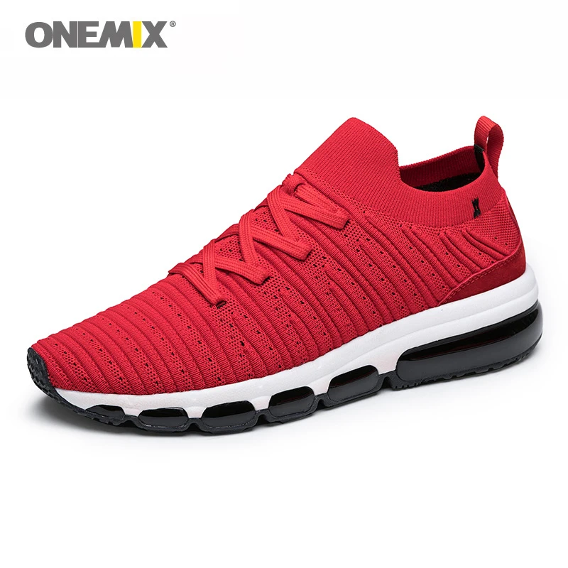 

ONEMIX Men's Slip On Sneakers Comfort Air Cushion Breathable Mesh Walking Shoes Outdoor Running Shoes Black Athletic Sneakers