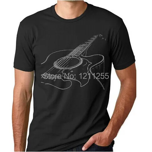 

Men Acoustic Guitar T-Shirt Cool Musician Camisetas Tops Tees O-Neck Printed Custom tee