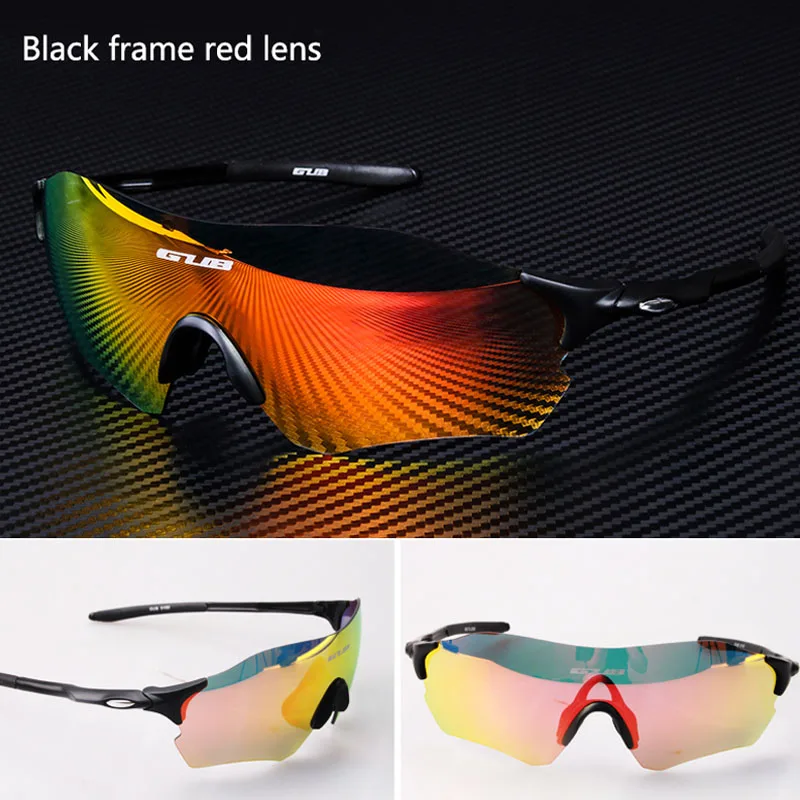 black-red lens GUB UV400 велосипедные очки из поликарбоната солнцезащитные очки TR90 велосипедные очки для мужчин и женщин - Цвет: black-red lens