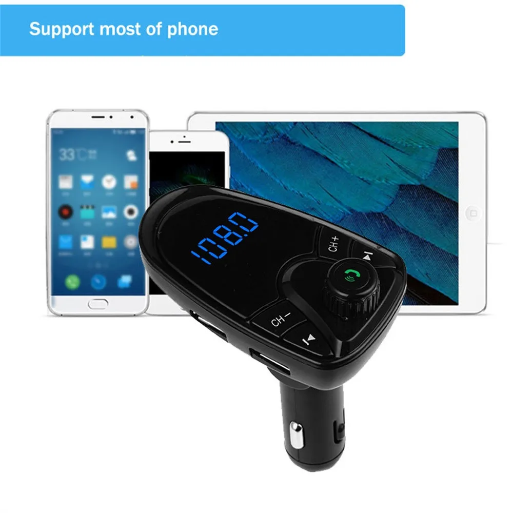 Автомобильный Bluetooth fm-передатчик Беспроводной Громкая связь аудио приемник авто светодиодный MP3 плеер 2.1A двойной USB быстрый автомобиль аксессуары