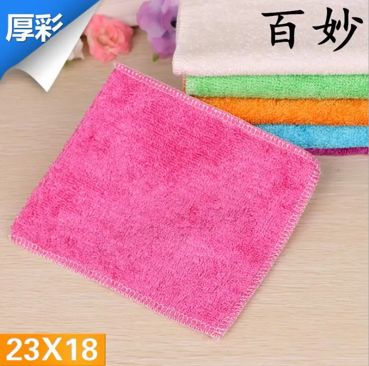 18*23cm Thickening Durable Bilayer Anti greasy Dish Cloth Bamboo Fiber