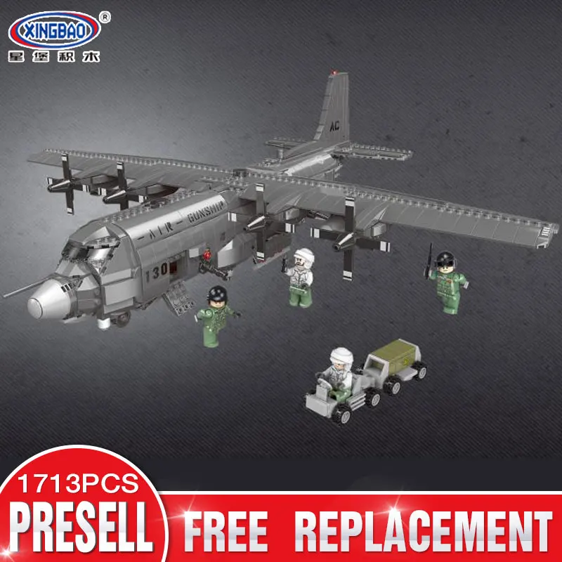 

XINGBAO 06023 1713PCS Military Series The AC130 Aerial Gunboat Set Building Blocks Bricks Plane Model Kid Toys As Christmas Gift