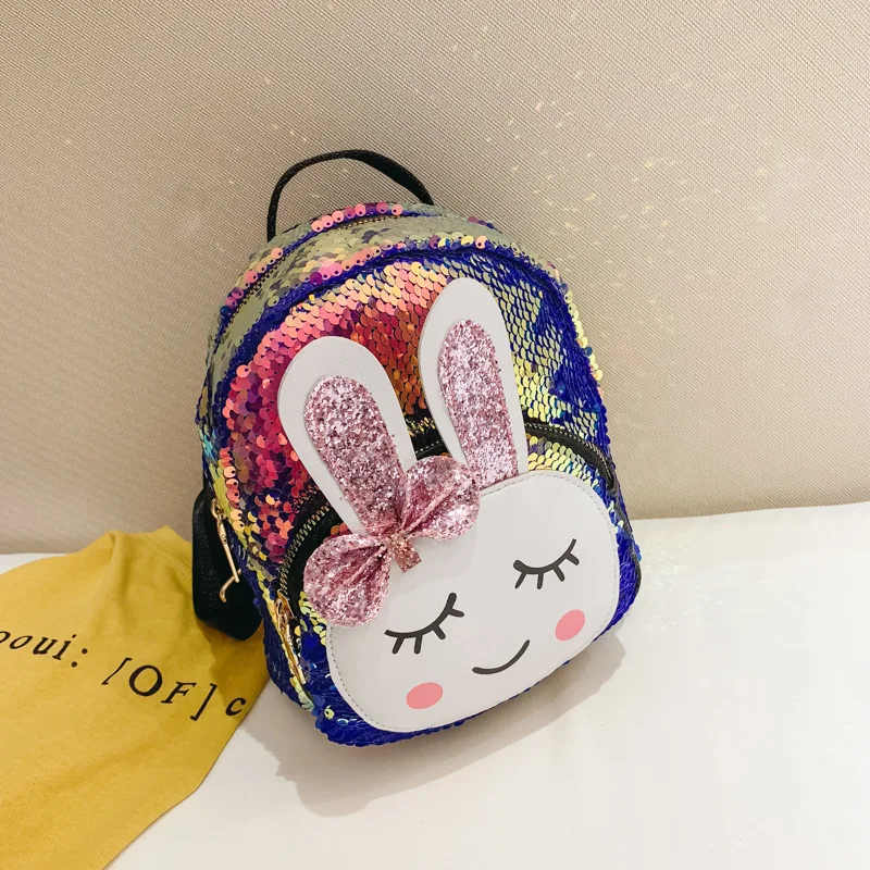 Новые лазерные школьные сумки рюкзак с пайетками для девочек милый кролик Детский рюкзак голографическая Детская сумка mochila escolar