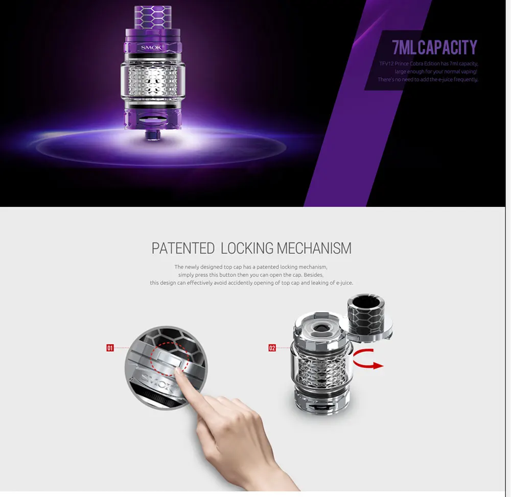 Pre-sale SMOK Electronic Cigarettes Atomizer Smok TFV12 Prince Cobra Tank 7ml Capacity with 0.15ohm StripMesh Clapton Coil Head (12)