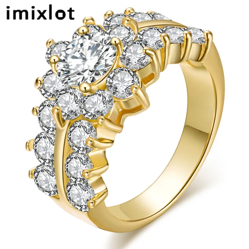 Imixlot стильный элегантный лепесток микро инкрустированный Циркон Подвеска со стразами кристаллами Кольцо для женщин украшения для пальцев Bague