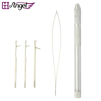 

Wholesale 120sets 4 in 1 Hair Extension Knitting Tools Loop Pulling Needle &Hook Crochet Needle Threader for Micro Rings/Links