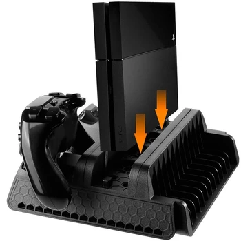 

PS4 Vertical Stand with 3 Built-in Cooling Fan and Dual Controllers Charging Station for PlayStation 4 PS4/PS4 Slim/PS4 Pro