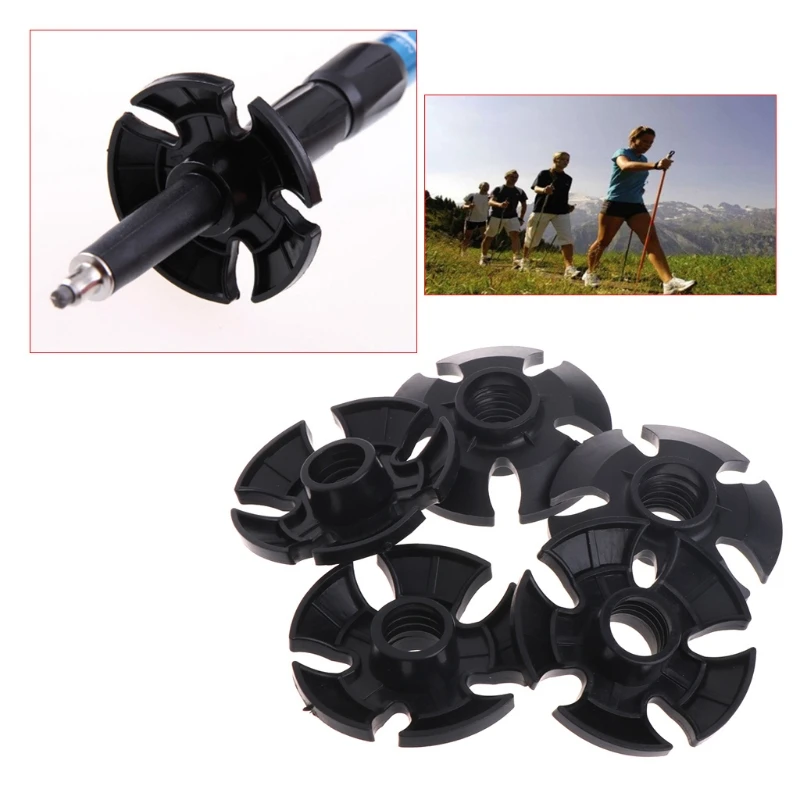5pcs Climbing Trekking Pole Tips Replacement Snow Flake Mud Guard