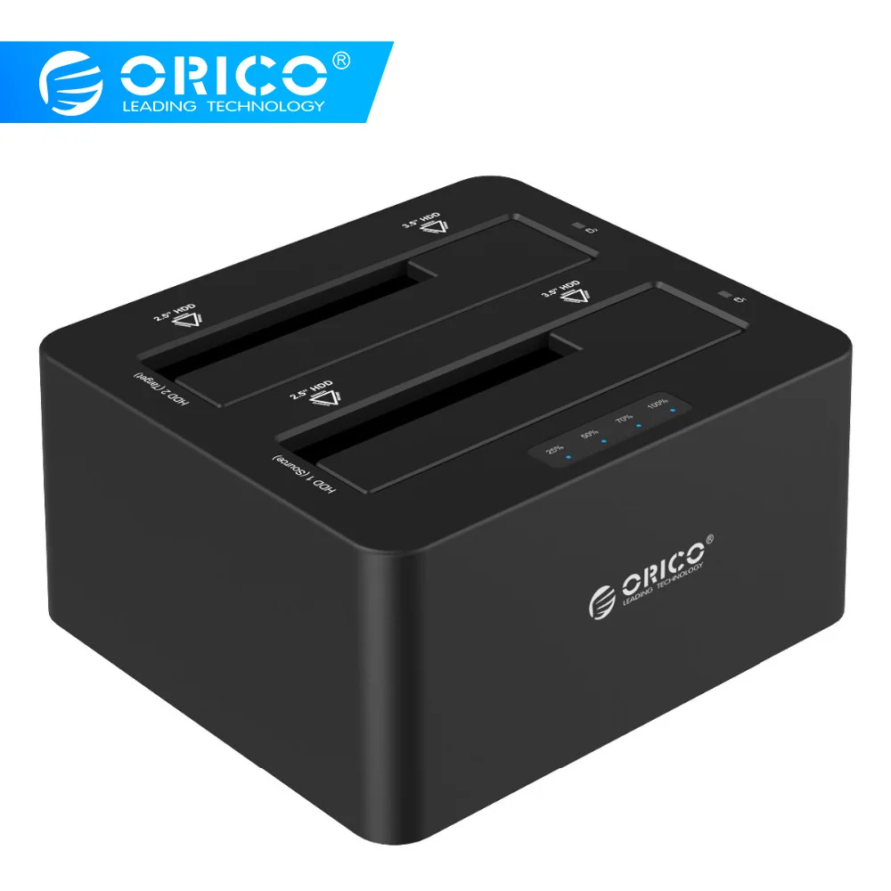 Pаспродажа ORICO USB 3,0 на SATA жесткий диск чехол двойной отсек внешний HDD док станция для 2,5 3,5 HDD SSD Дубликатор функция клон