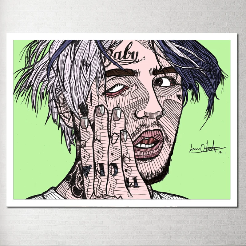 Картина Холст плакат Lil Peep декоративные картины ручной работы настенные картины для гостиной tableau украшения murale salon pop - Цвет: Белый