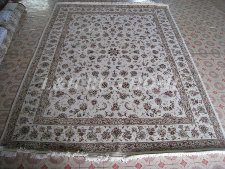 

Free shipping 8'X10' 160 Line Hand-knotted Wool and Silk Oriental Persian Rug handmade persian carpet for home decoration