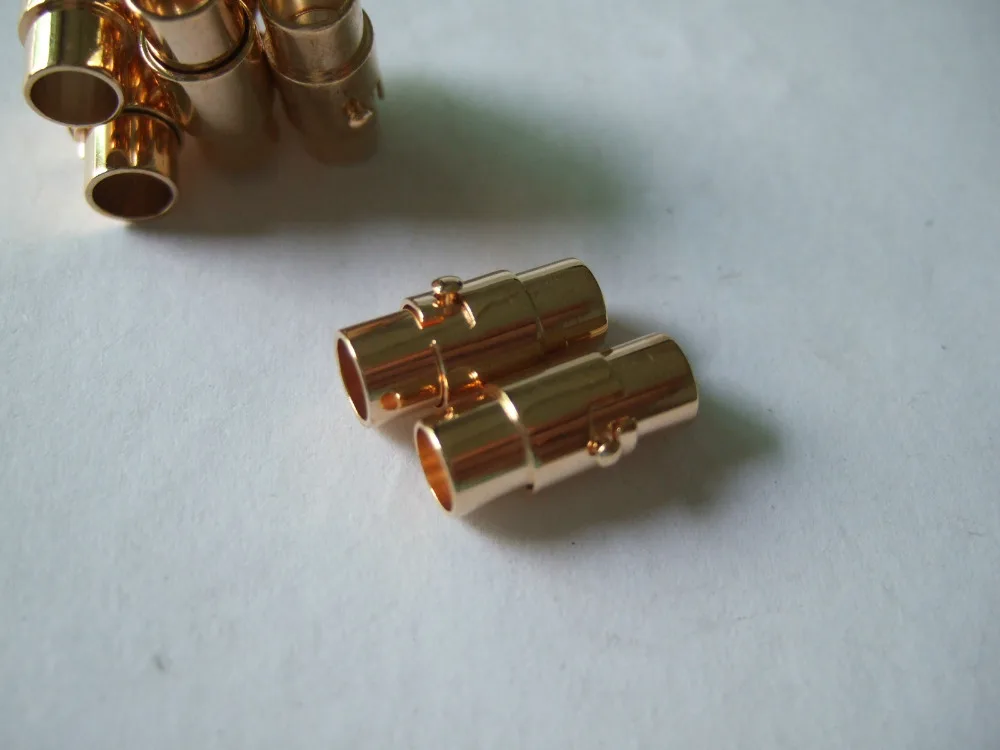 5mm Gold Tone Barrel Snap Clasp End Caps For Leather Cord