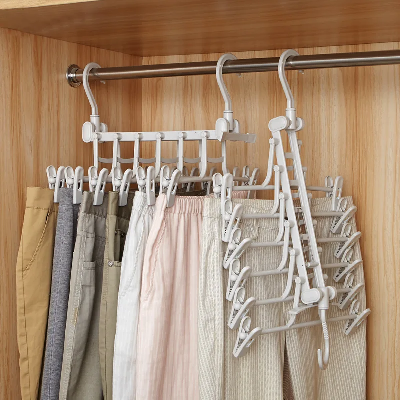 

Folding Multi-functional Multi-layer Pants Rack Retractable Pants Hangers for Household Use The Shelves In The Wardrobe