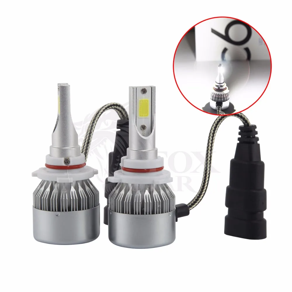 H10 9005 9006 LED Headlights Bulbs C6 7600 Lumens Extremely Bright COB