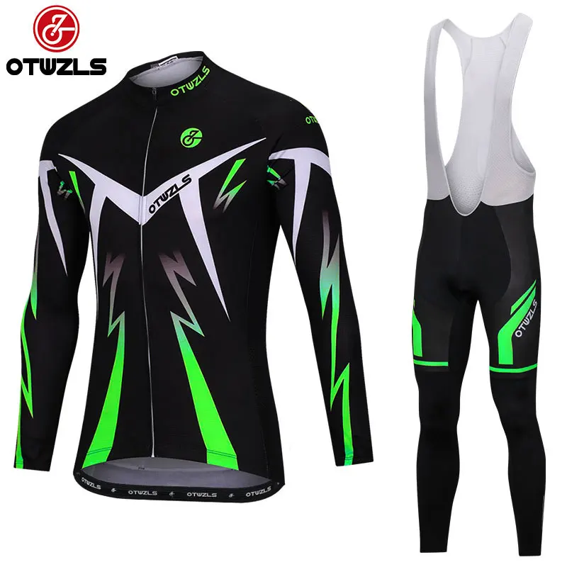 

OTWZLS 2018 Winter Thermal Fleece Pro Long Sleeve Cycling Jersey Sets Breathable Padded Sportswear Mountain Bicycle Bike