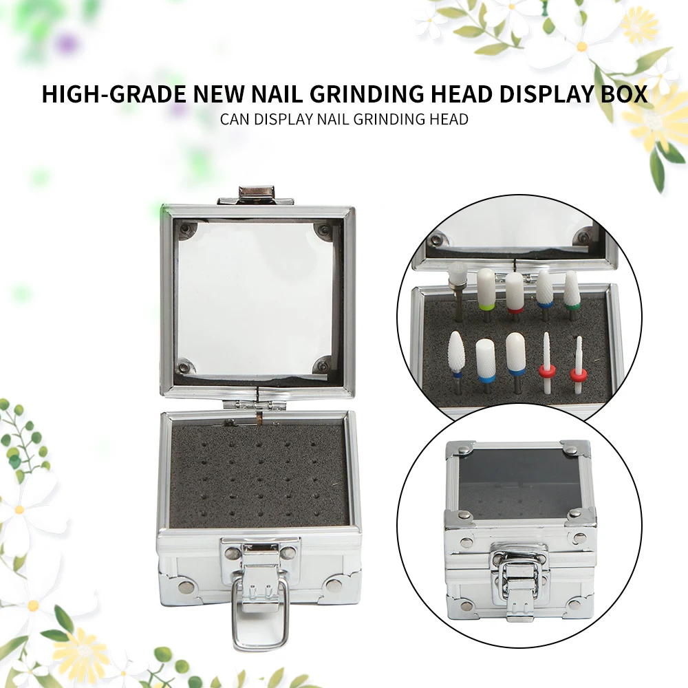 

1pc Empty Nail Art Grinding Drill Bits Storage Box Aluminum Lock 25 Holes Electric Machine Drill Bits Container New Arrival Gift