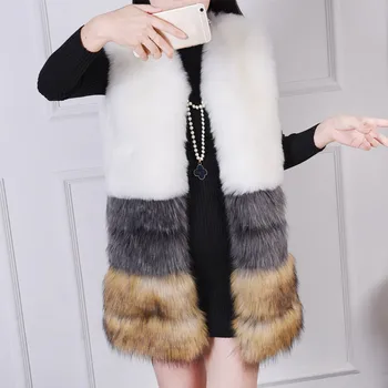 

Faux Fur Vest Winter Women Faux Fox Fur Vest Furry Slim Colored Fur Vest Woman Fake Fur Vest Plus Size High Quality