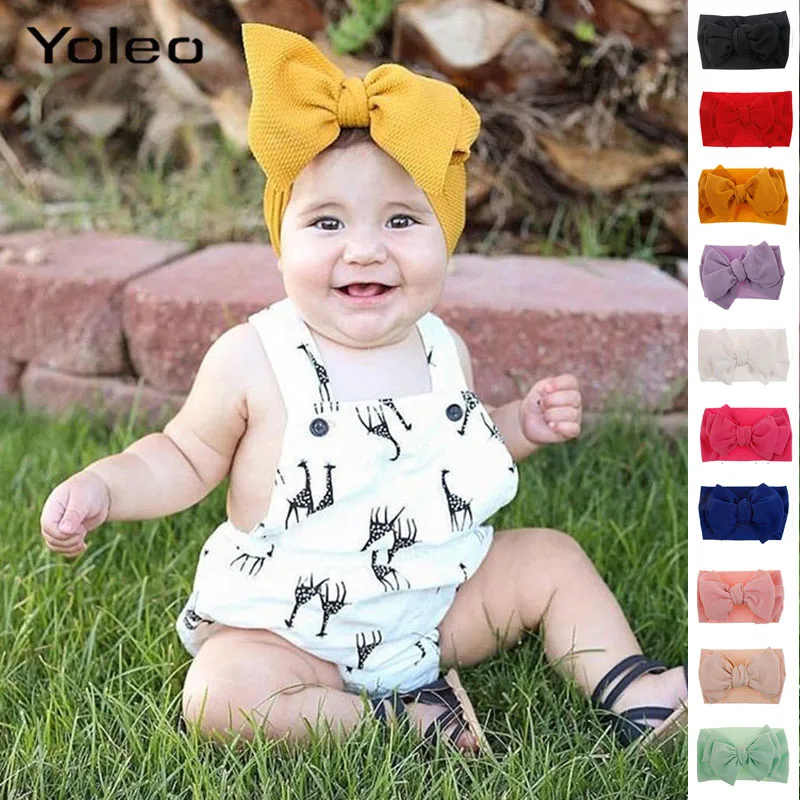 

1pc Baby Toddler Fabric Bowknot Girls Headband Kids Bunny Turban Headwraps Elastic Hair Band Headwrap Headwear