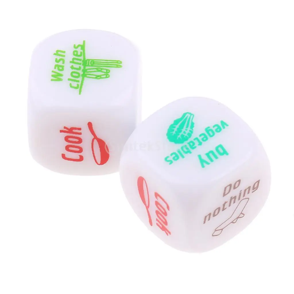 2x Acrylic Household Decider Dice D6 for Family Couples Chores Deciding Toys
