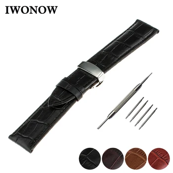 

Genuine Leather Watch Band 22mm for Moto 360 2 46mm 2015 Stainless Butterfly Buckle Strap Wrist Belt Bracelet + Spring Bar +Tool