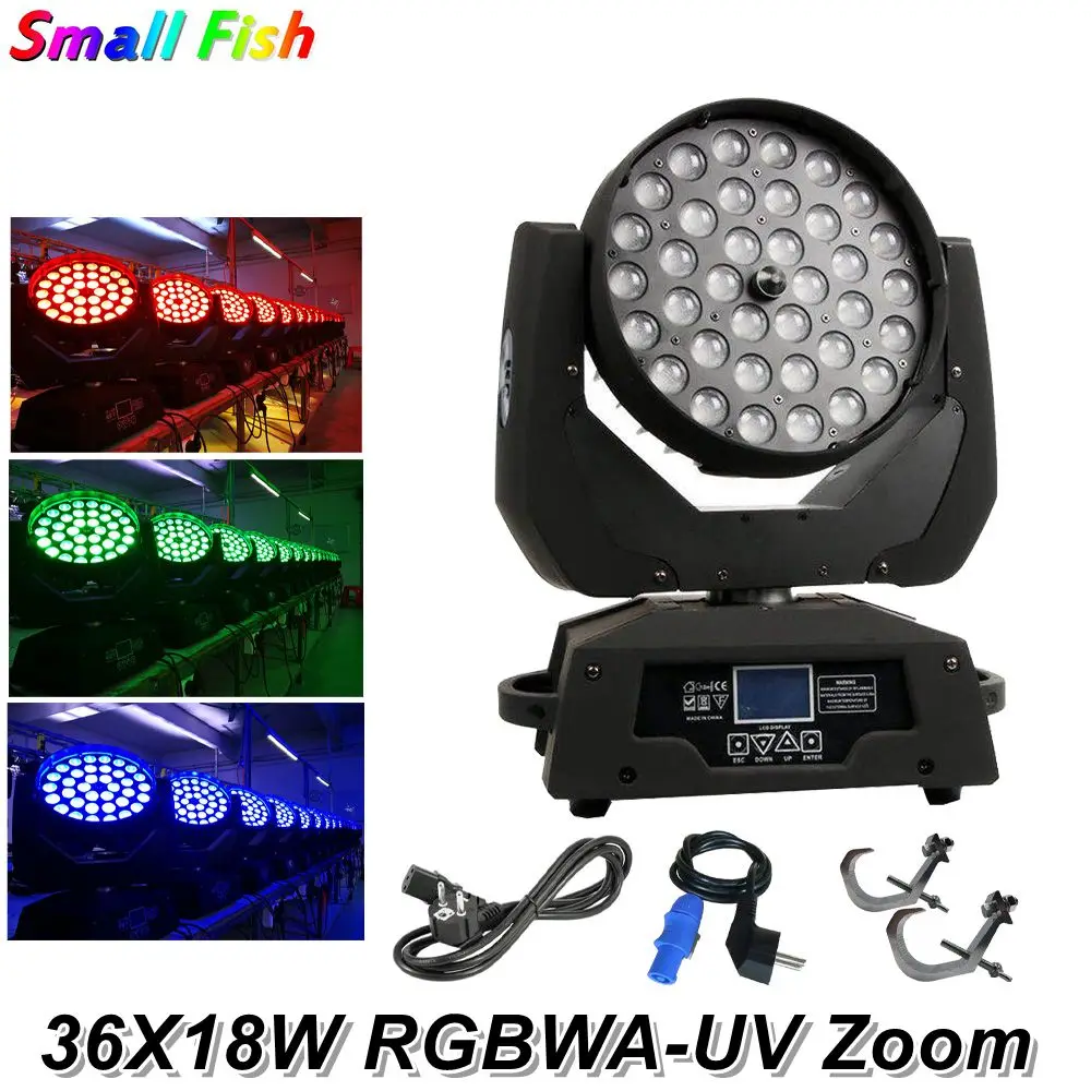 

Dj Equipment LED Wash Zoom Moving Head Light 36X18W RGBWA-UV 6IN1 Touch Screen DMX 17 Chas For Dj Disco Party Bar Light Music