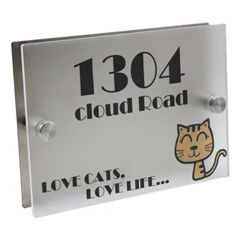 

LOVE CATS Doorplate Personalized Number Door Sign Plaque Street Acrylic Matte Glass House Address Plaques Outdoor Signs