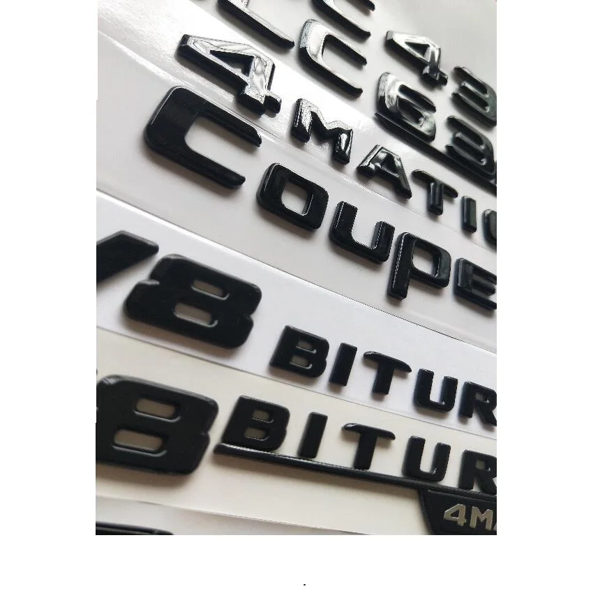 Gloss Black Flat BITURBO 4 MATIC Trunk Embl Badge Sticker for Mercedes Benz C63