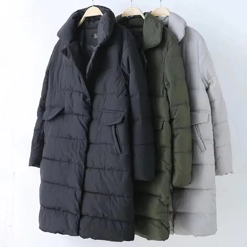 

G1 Winter Plus Size Women Clothing Parkas 4xl Loose LONG Hooded Thick warm Padded Coat 8809