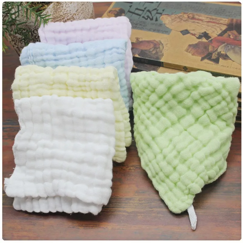 

Newly 5pcs/lot 6 Layers of Cotton Gauze Baby Face Towel Fold Belt Hook Towel Newborn Washing Feeding Towel Slobber 30*30CM