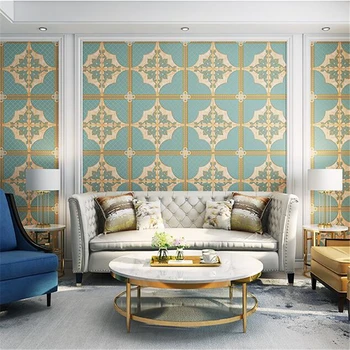 

wellyu 3D обои velvet European-style soft package non-woven wallpaper modern simple living room bedroom TV background wall paper