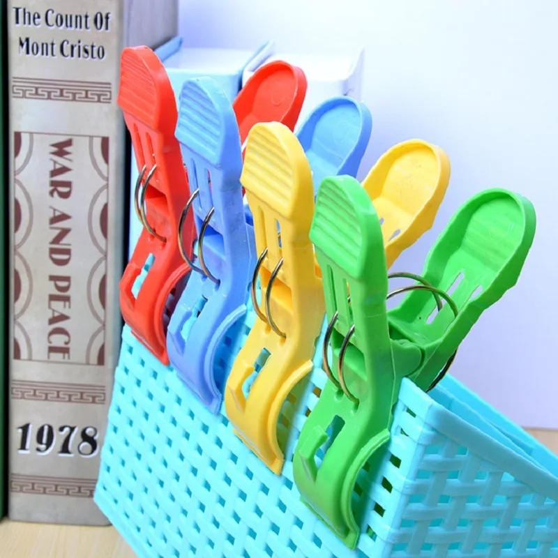 4 Pcs/Set Durable Cloth Clip Large Size Plastic Clip Strong Windproof