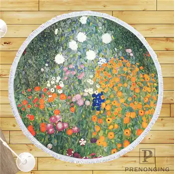 

Custom DIY Customized Microfiber Fabric Gustav_Klimt (4)@ Round Beach Blanket Towel Printed on Demand 150cm #19-01-28-4-174