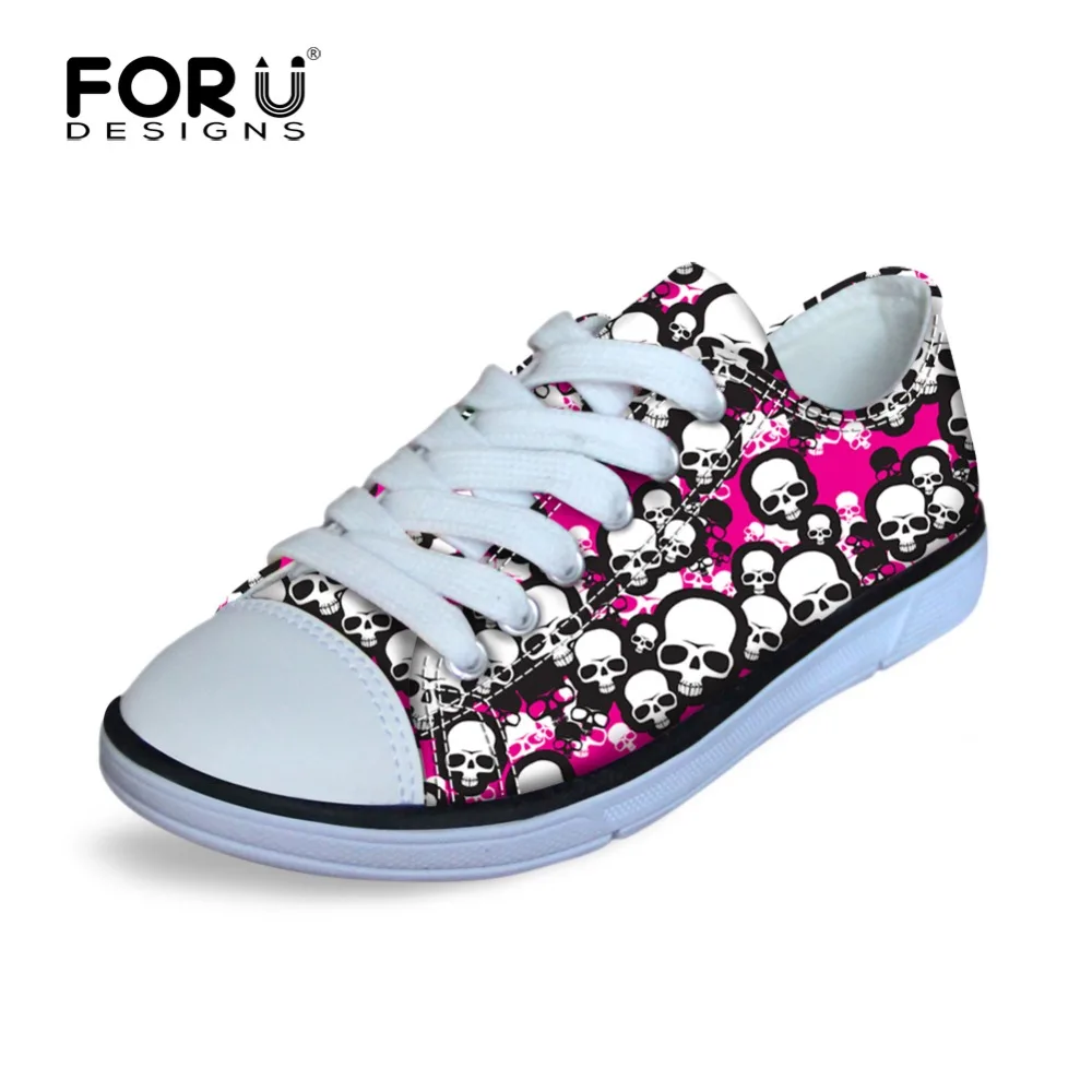 

Red Skull Punk Style Children Sport Sneakers Kids Girls Zombine Party Walking Running Canvas Shoes for Little Baybe Size 29-34