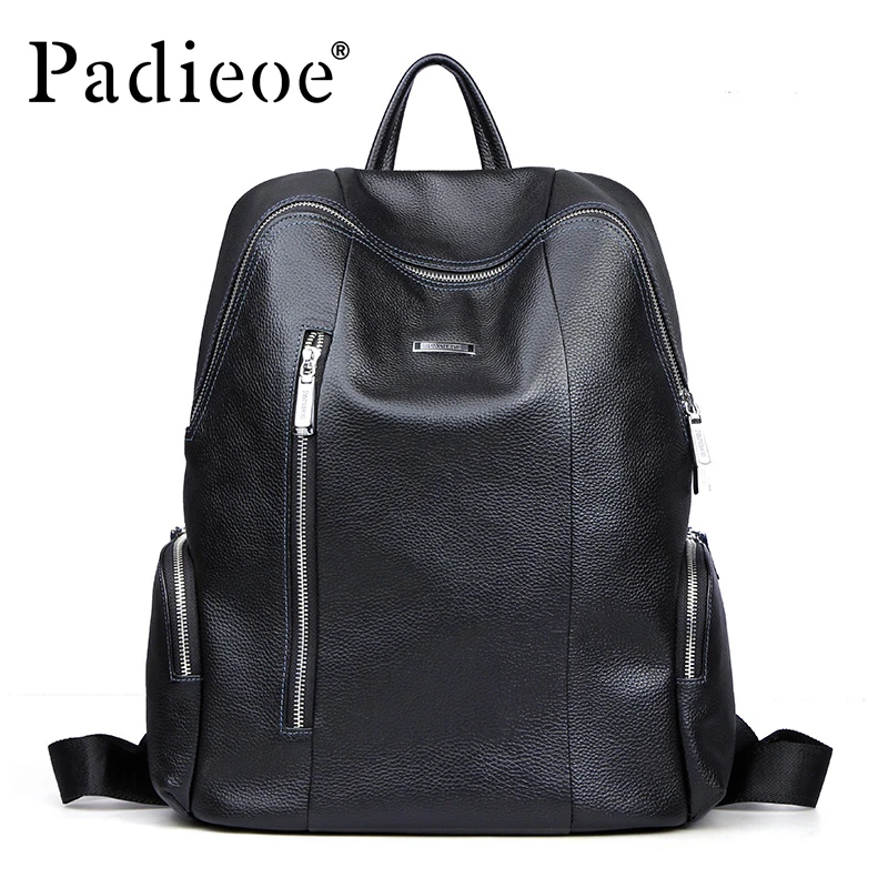 Padieoe fashion brand genuine leather backpack bag cow leather casual European leather men backpacks