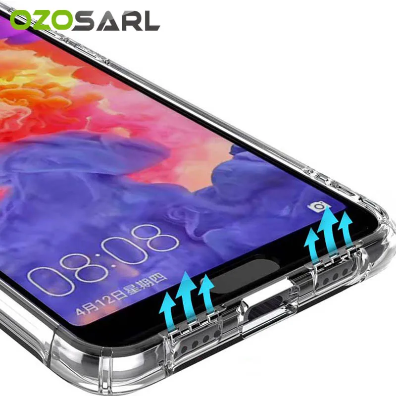 

OZOSARL for Huawei P20 Case Luxury Transparent Soft Silicone for P20 Lite Nova 3e Sound Conversion Hole for Huawei P20 Pro Case