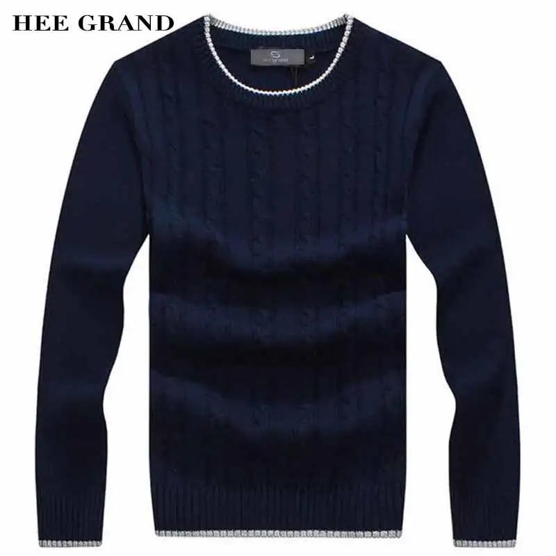 HEE GRAND/Для мужчин модный свитер с круглым вырезом тонкой шерсти весь хлопок Материал осень-зима теплые пуловеры плюс Размеры M-3XL MZM506