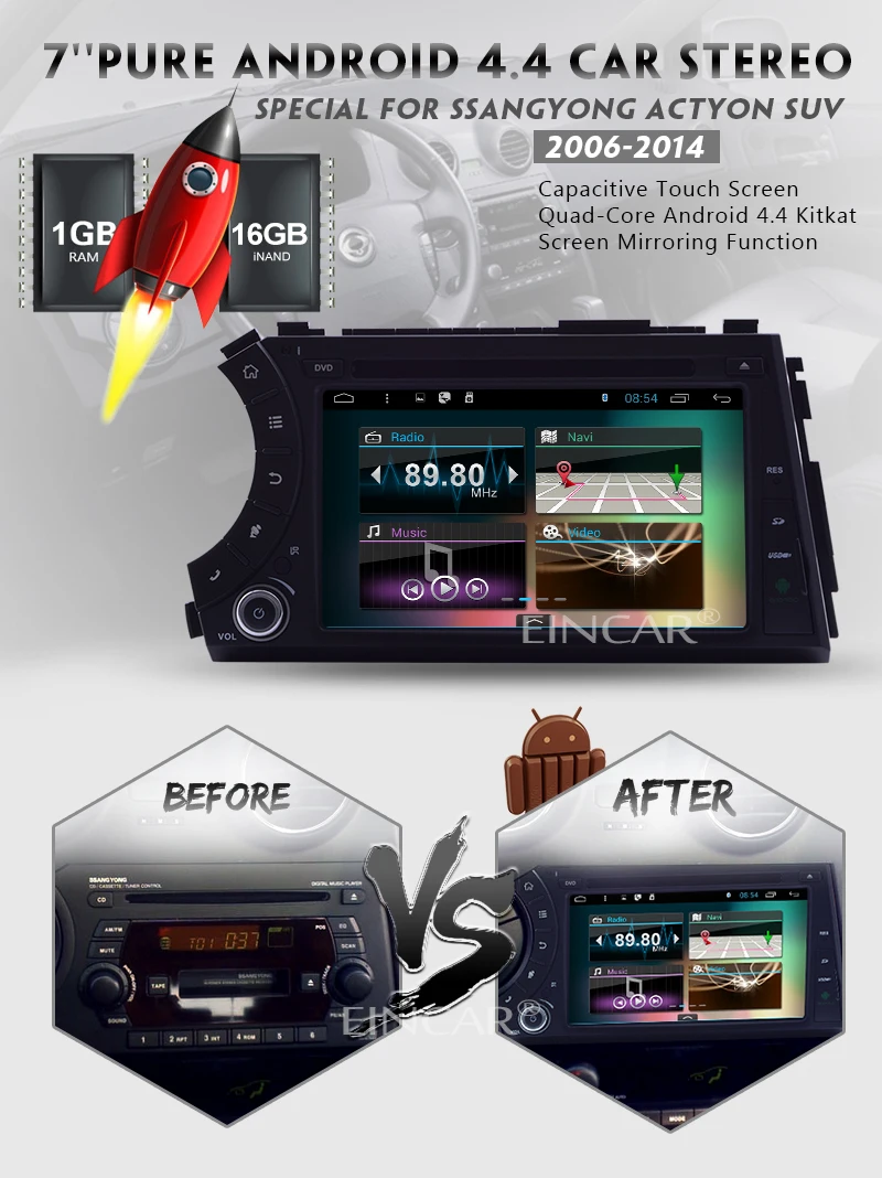 Perfect 7inc Car stereo dvd player GPS Navigation for Ssangyong Actyon SUV(2006-2014) in Dash Car CD DVD Player Auto Radio Video HD wifi 3