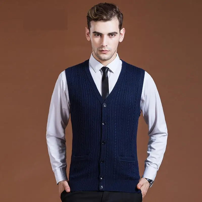 Man Cardigan Mens Youth Casual Computer Knitted V neck Vest, Sleeveless ...