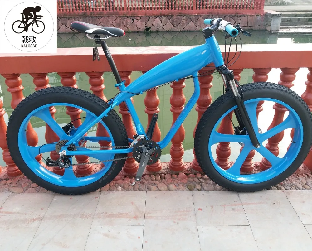 Flash Deal Kalosse five spokes wheels  snow bike  27 speed   26*4.0 aluminum alloy  Fat  mountain bicycle   Hydraulic  brakes 8