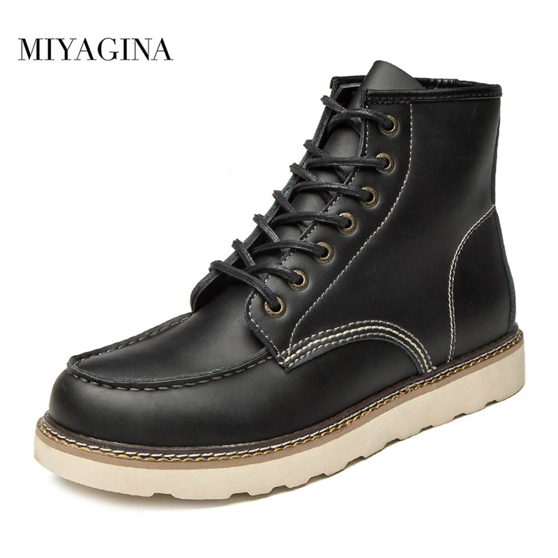 

MIYAGINA New Fashion 100% Genuine Leather Men Boots Spring Autumn Winter Men Shoes Ankle Boots Men's Work Shoes Plus Size 39-46