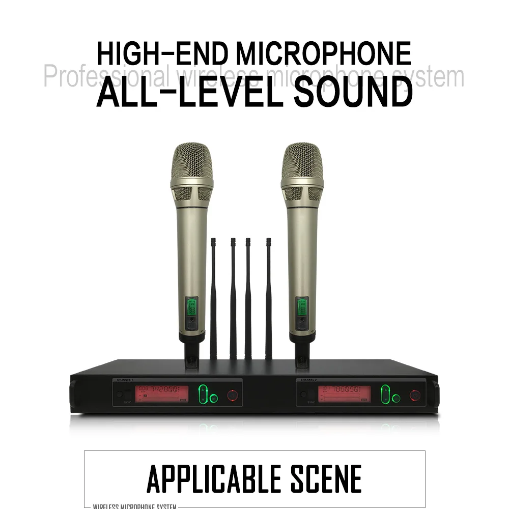 Лидер продаж беспроводной микрофон системы мульти-комплекты микрофона 2 канал частоты UHF Динамический Professional 2 портативный