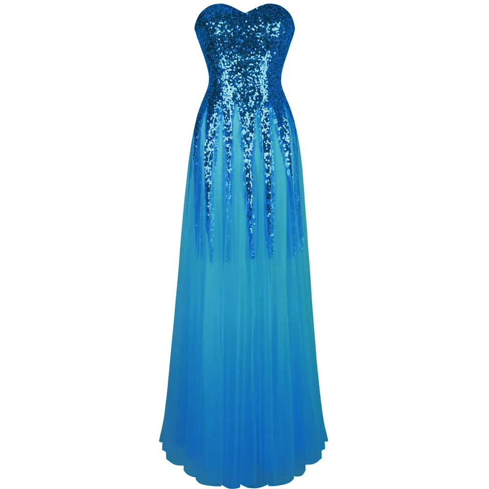 Angel-Fashion милое винтажное длинное вечернее платье 1920 с золотыми блестками 106 - Цвет: sky blue pic color