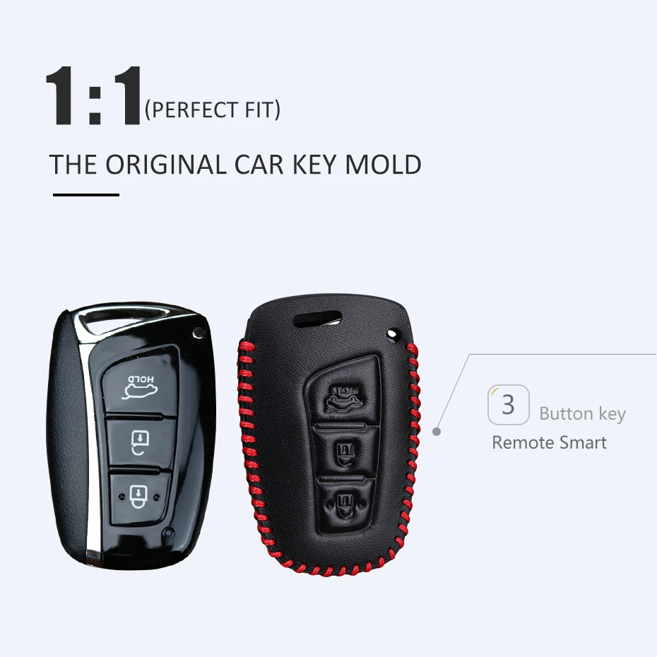 Кожаный чехол для автомобильных ключей защитный Hyundai IX45 Tucson Santa Fe Solaris IX35 I30 IX25